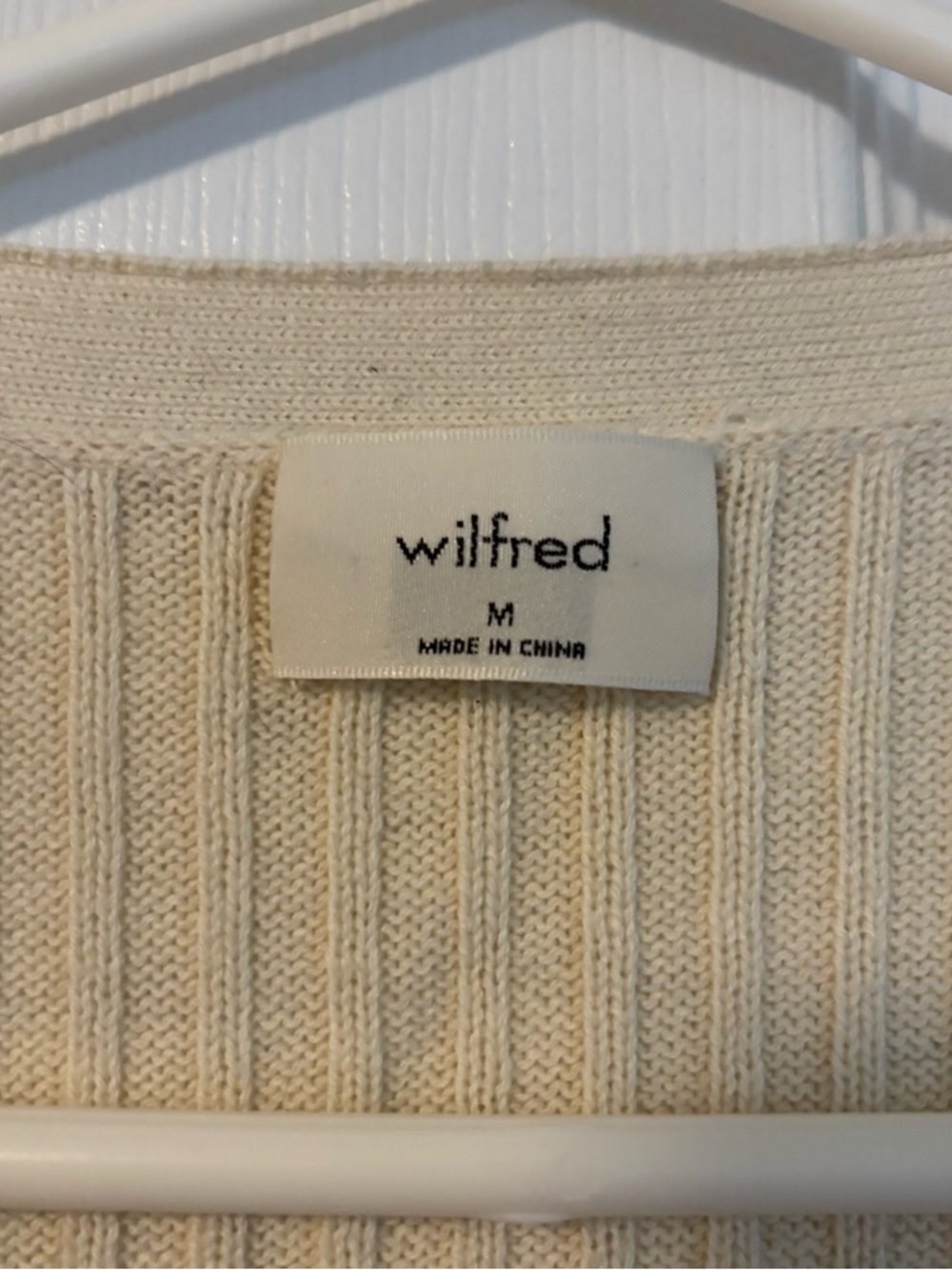 Wilfred Cream Ribbed V-Neck Buttoned Cardigan - Picture 2 of 3